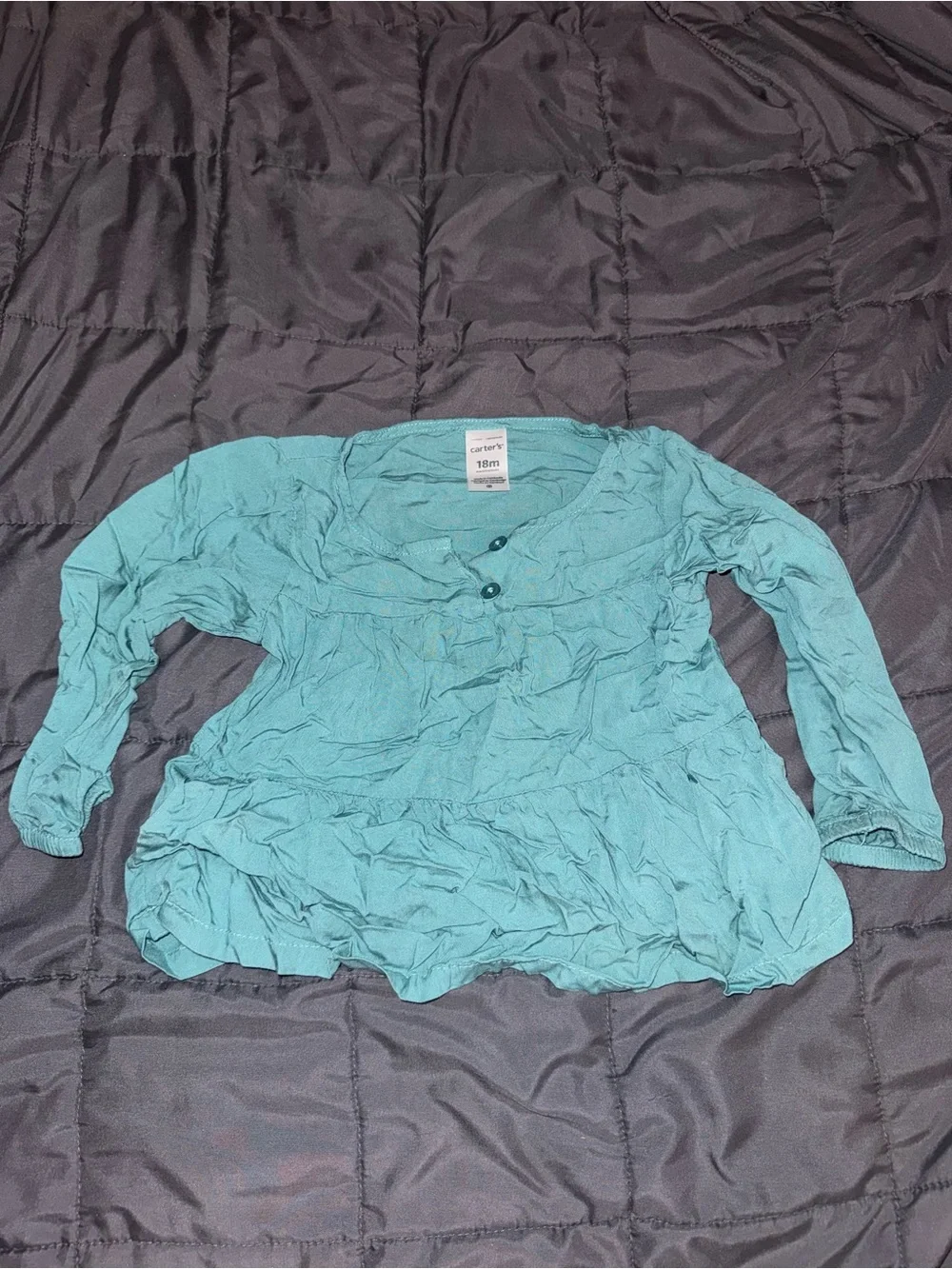 Carter's Toddler Aqua Long Sleeve Ruffle Top